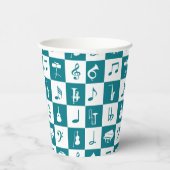 Gobelets En Papier Notes et instruments de musique turquoise et blanc (Droite)