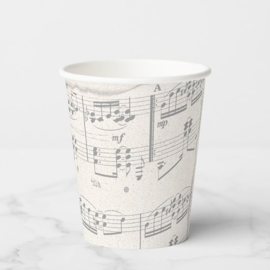 Gobelets En Papier Notes musicales élégantes avec script (Verso)