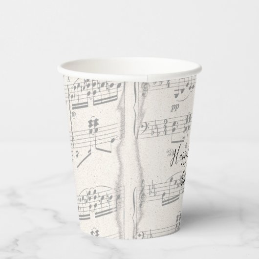 Gobelets En Papier Notes musicales élégantes avec script (Droite)