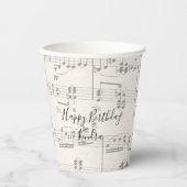 Gobelets En Papier Notes musicales élégantes avec script (Recto)