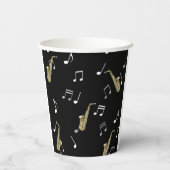 Gobelets En Papier Notes musicales et saxophones Jazzy  (Verso)