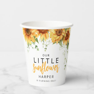 Gobelets En Papier Notre fête d'anniversaire de la petite tournesol