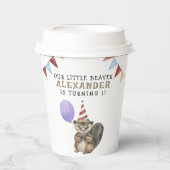 Gobelets En Papier Notre Little Beaver 1ère fête d'anniversaire (Recto)