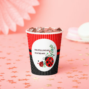 Gobelets En Papier Notre petit amour Bug rouge Baby shower noir