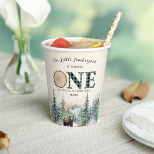 Gobelets En Papier Notre petit bûcheron Ours 1er anniversaire