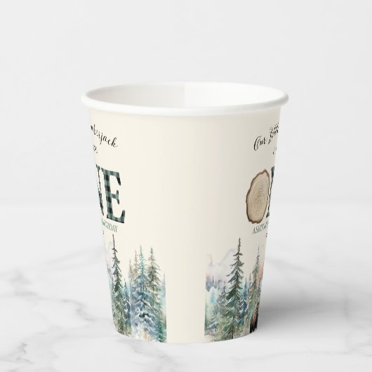 Gobelets En Papier Notre petit bûcheron Ours 1er anniversaire (Gauche)