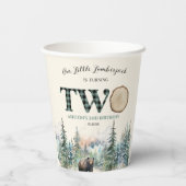 Gobelets En Papier Notre petit bûcheron Ours 2e fête d'anniversaire (Verso)