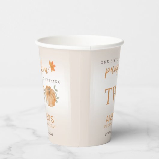 Gobelets En Papier Notre Petit Citrouille Automne Deuxième Automne 2e (Droite)