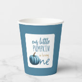 Gobelets En Papier Notre petit Citrouille bleu 1er anniversaire (Recto)