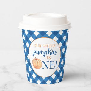 Gobelets En Papier Notre petit citrouille carreau bleu papier de prem