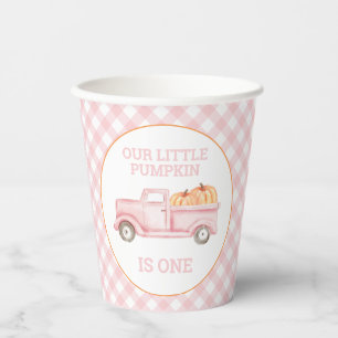 Gobelets En Papier Notre petit Citrouille Pink Truck 1er anniversaire