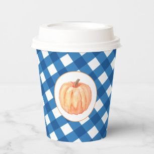 Gobelets En Papier Notre petite citrouille carreaux bleus premier ann