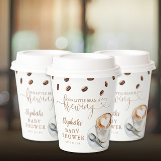 Gobelets En Papier Notre petite fève prépare un café Baby Shower