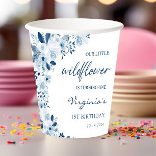 Gobelets En Papier Notre Petite Fleur sauvage Bébée Fille 1er anniver