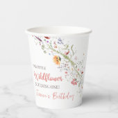 Gobelets En Papier Notre Petite Fleur sauvage Bébée Fille 1er anniver (Recto)