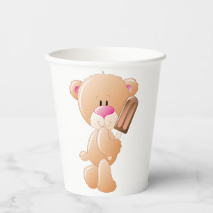 Gobelets En Papier Nounours en peluche tenant une glace au chocolat