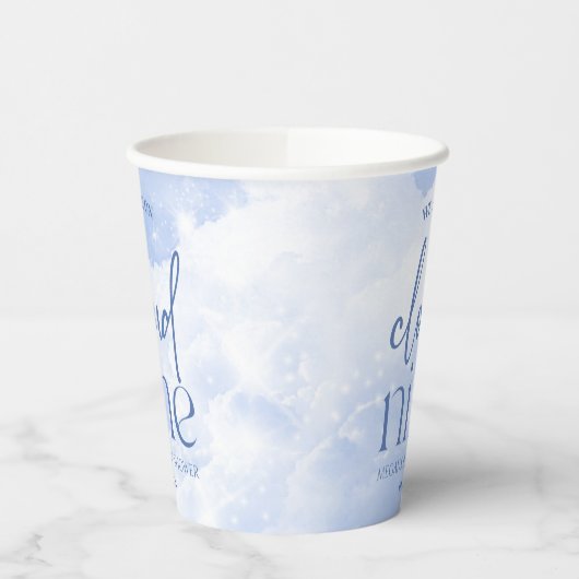 Gobelets En Papier Nous Sommes Sur Cloud Neuf Baby shower Bleu (Gauche)