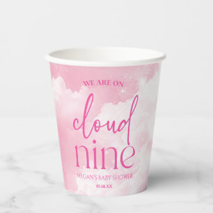 Gobelets En Papier Nous Sommes Sur Cloud Neuf Baby shower Rose