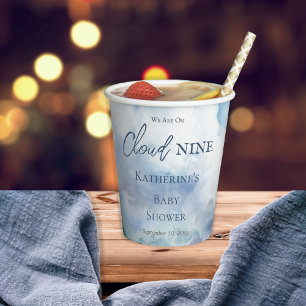 Gobelets En Papier Nous Sommes Sur Cloud Neuf Blue Boy Baby shower
