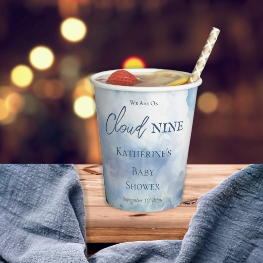 Gobelets En Papier Nous Sommes Sur Cloud Neuf Blue Boy Baby shower
