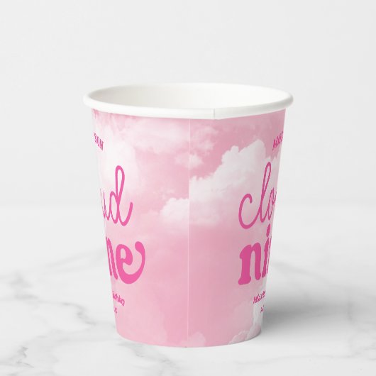 Gobelets En Papier Nous Sommes Sur Cloud Neuf Rose 9e Fête Anniversai (Droite)