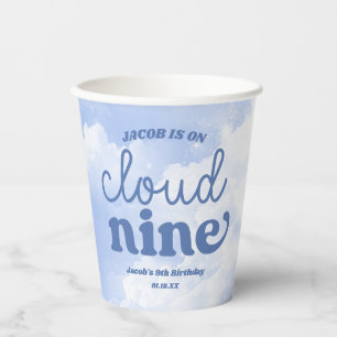 Gobelets En Papier Nous Sommes Sur Nuage Neuf Bleu 9e Fête Anniversai