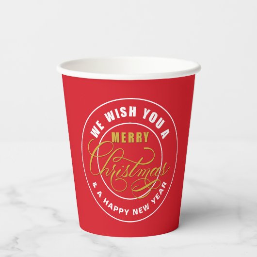 Gobelets En Papier Nous vous souhaitons un joyeux Noël rouge (Verso)