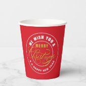 Gobelets En Papier Nous vous souhaitons un joyeux Noël rouge (Recto)