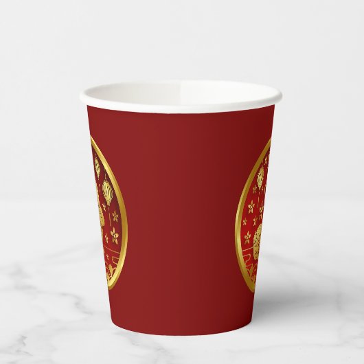 Gobelets En Papier Nouvel An Chinois 2023 Rabbit Red Gold (Gauche)