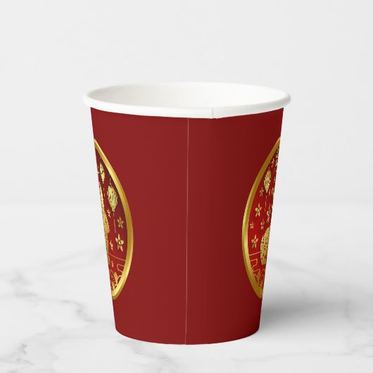Gobelets En Papier Nouvel An Chinois 2023 Rabbit Red Gold (Droite)