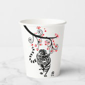 Gobelets En Papier Nouvel An chinois du tigre et des fleurs rouges (Verso)