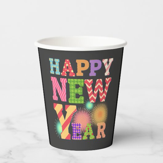 Gobelets En Papier Nouvel an drôle et heureux (Recto)