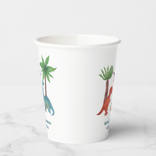 Gobelets En Papier Nouvel anniversaire à thème de dinosaure à l'aquar (Gauche)