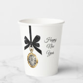 Gobelets En Papier Nouvelle Année Minuit Heures Glitzy Or Argent (Recto)