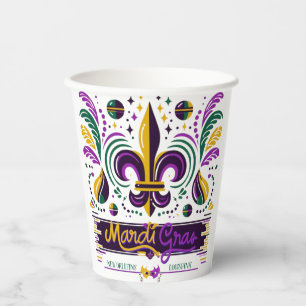 Gobelets En Papier Nouvelle-Orléans Mardi Gras jaune violet vert