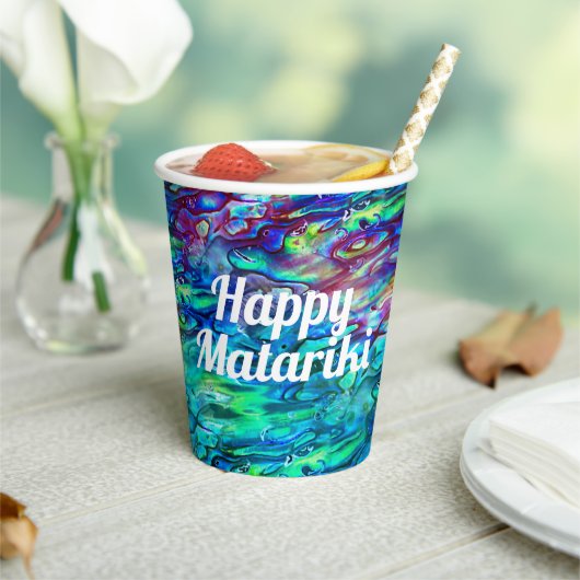 Gobelets En Papier Nouvelle-Zélande Abalone Paua Shell Motif 1 (Insitu)