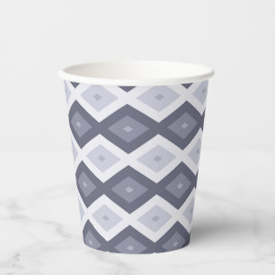 Gobelets En Papier Nuances de bleu gris motif diamant
