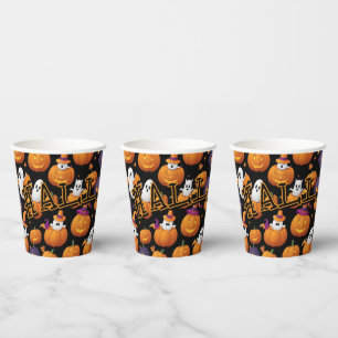 Gobelets En Papier Nuit d'Halloween effrayante