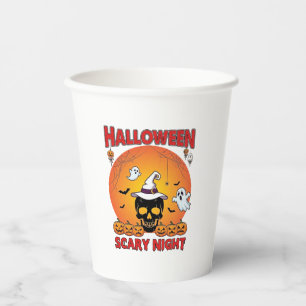 Gobelets En Papier Nuit effrayante d'Halloween Crâne Chapeau de sorci