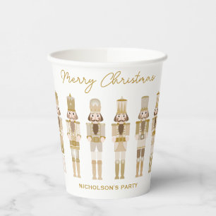 GOBELETS EN PAPIER NUTCRACKERS D'OR NOËL