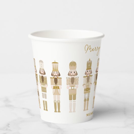 GOBELETS EN PAPIER NUTCRACKERS D'OR NOËL (Recto)