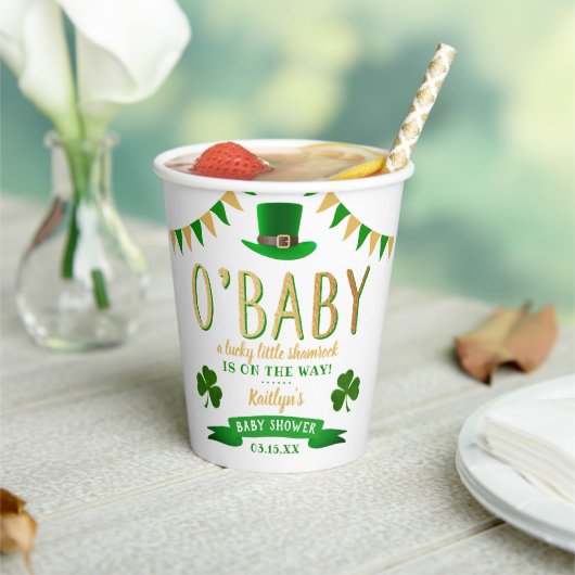 Gobelets En Papier O'Baby St. Patrick's Day Baby shower (Insitu)