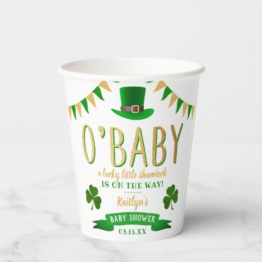Gobelets En Papier O'Baby St. Patrick's Day Baby shower (Verso)