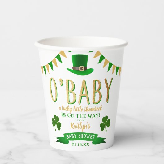 Gobelets En Papier O'Baby St. Patrick's Day Baby shower (Recto)