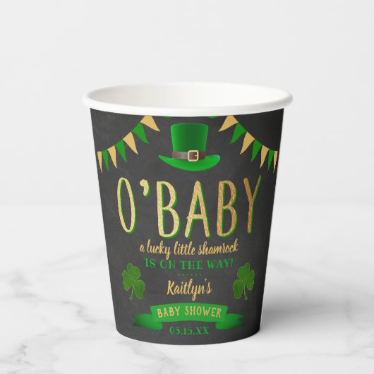 Gobelets En Papier O'Baby St. Patrick's Day Baby shower (Verso)