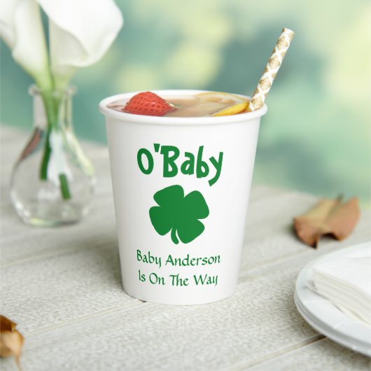 Gobelets En Papier O'Baby St Patrick's Day Baby shower (Insitu)