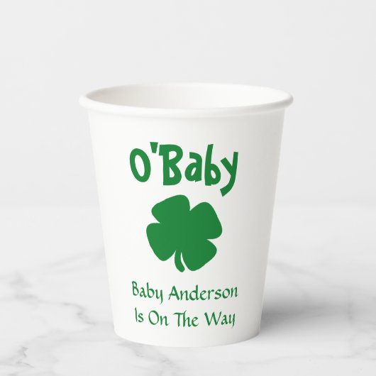 Gobelets En Papier O'Baby St Patrick's Day Baby shower (Recto)