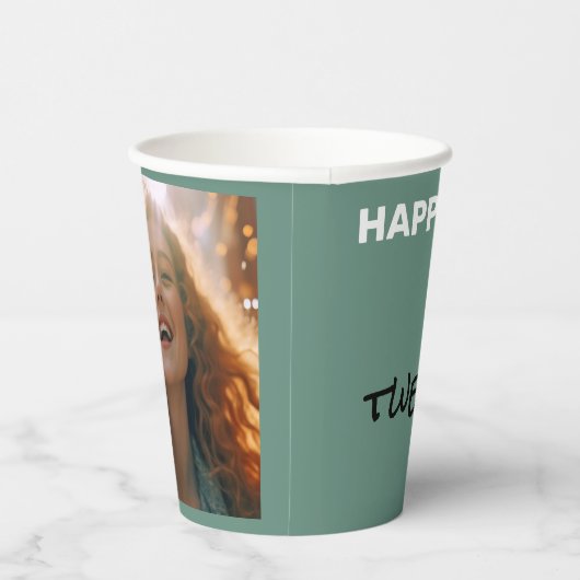 Gobelets En Papier Ocean Turquoise Joyeuses tasses de papier d'annive (Droite)
