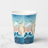 Gobelets En Papier Ocean Waves Travel Ancre Yacht 30e anniversaire (Droite)