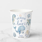 Gobelets En Papier Ocean Whale Baby Shower Boy Blue (Verso)